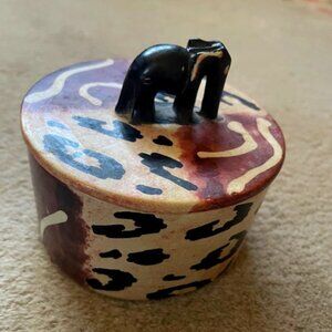 Stone Container with Elephant Lid